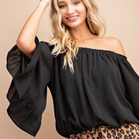 🖤BLACK OFF THE SHOULDER BLOUSE - Picture 4 of 4